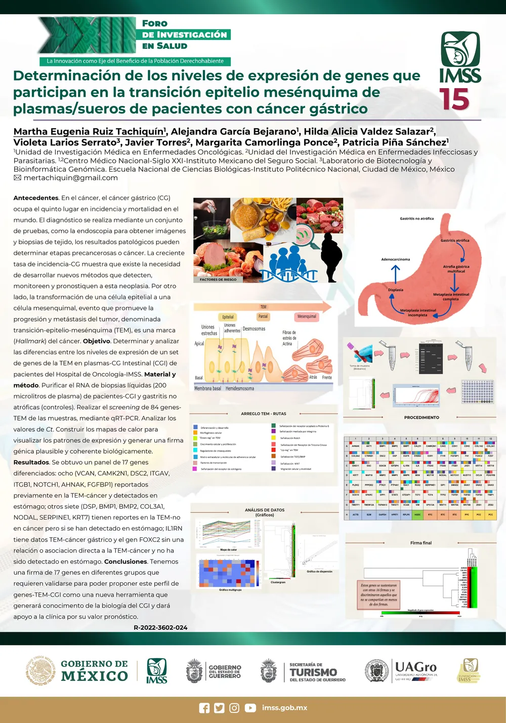 Póster científico: Expresión génica en cáncer gástrico presentado en FIS